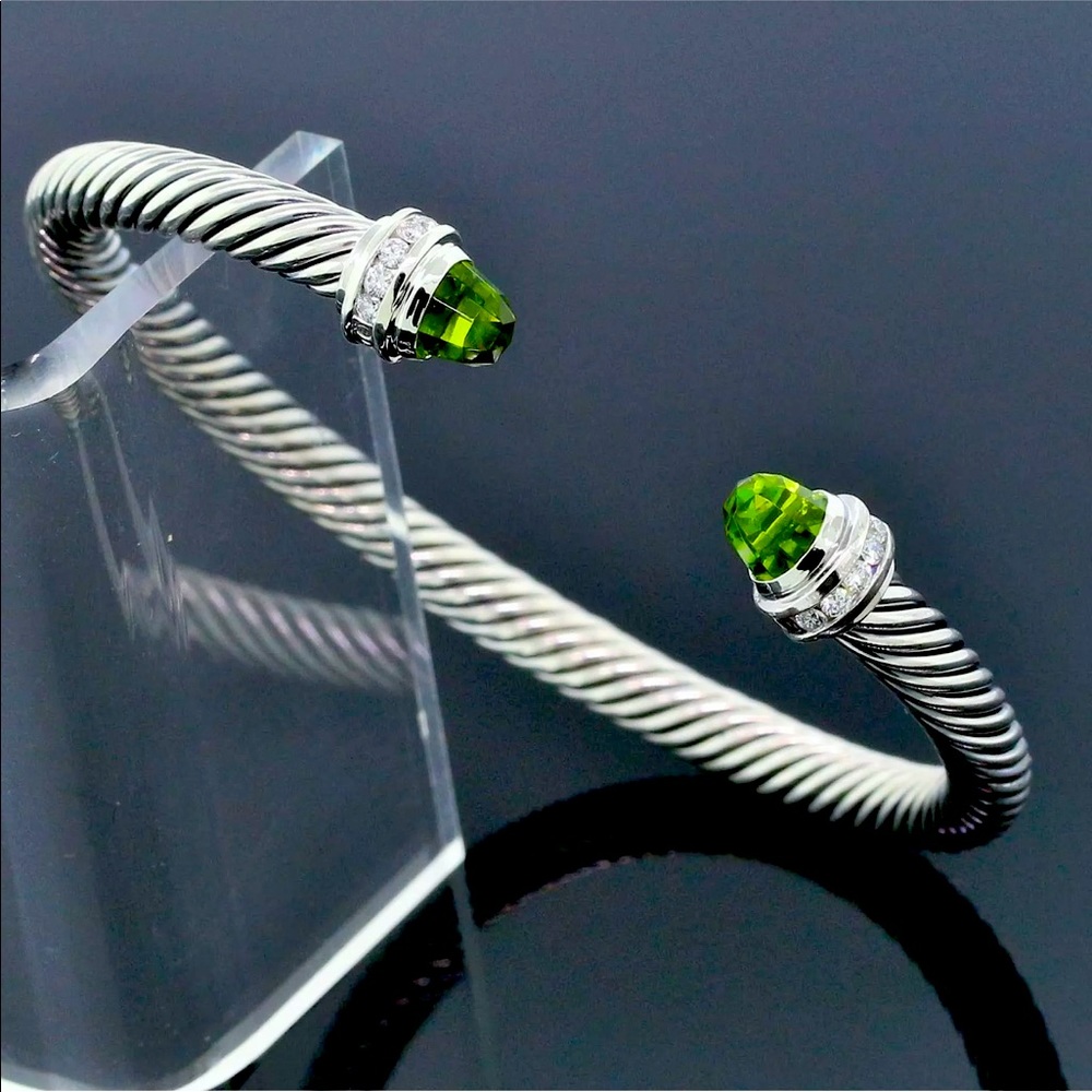 David Yurman Sterling Silver 5mm Diamond Peridot